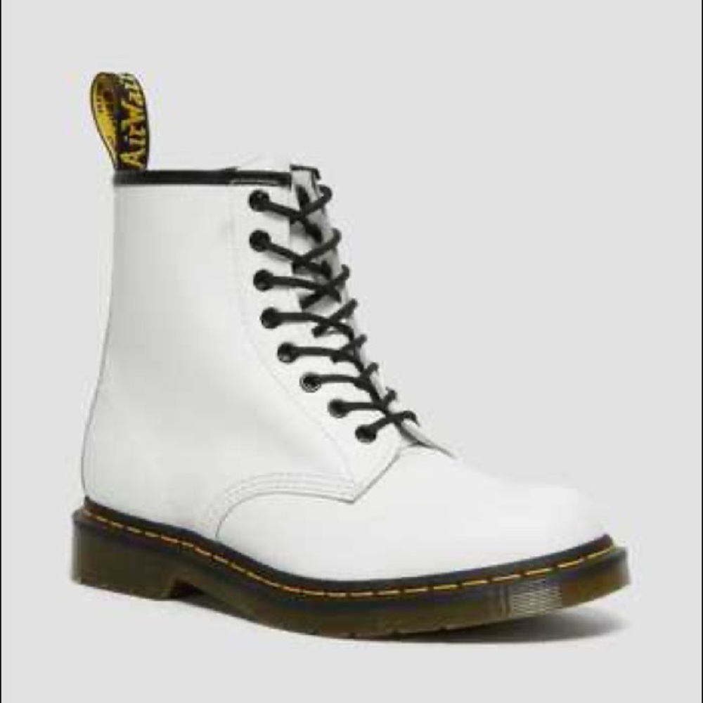 White Dr. Marten combat boots in size 9 women’s / 8 men’s